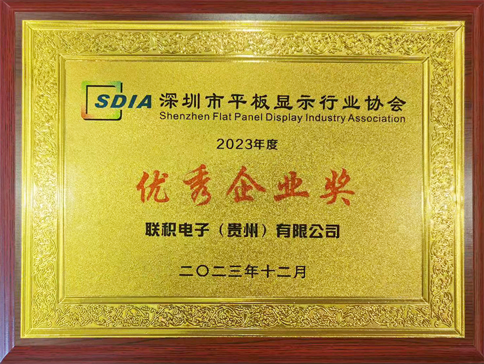 【喜讯】 联积电子荣获深圳市平板显示行业协会“SDIA2023年度优秀企业奖”